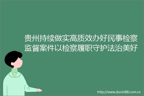 贵州持续做实高质效办好检察监督案件以检察履职守护法治美好生活
