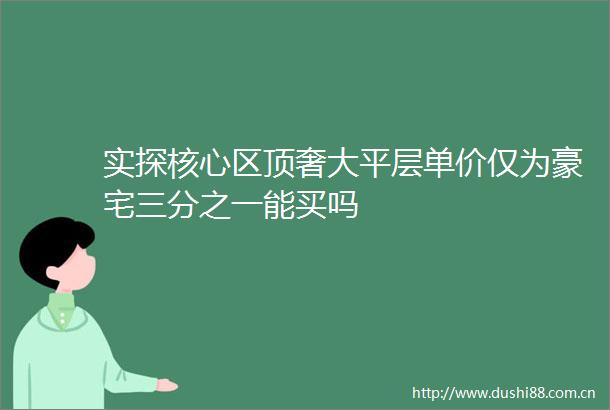 实探核心区顶奢大平层单价仅为豪宅三分之一能买吗