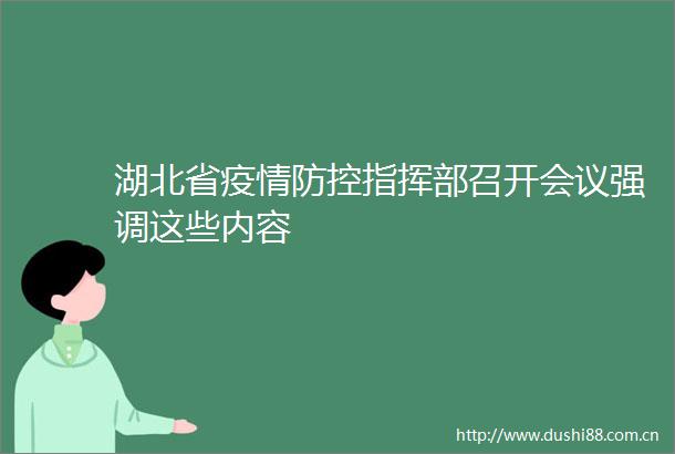 湖北省疫情防控指挥部召开会议强调这些内容