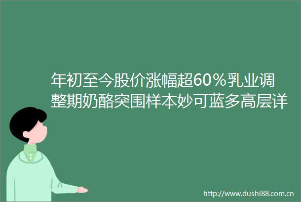 年初至今股价涨幅超60％乳业调整期奶酪突围样本妙可蓝多高层详解新战略