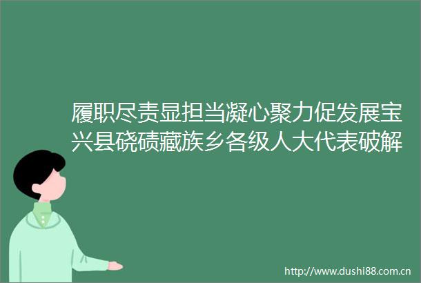 履职尽责显担当凝心聚力促发展宝兴县硗碛藏族乡各级人大代表破解嘎日村集体经济分红难工作侧记