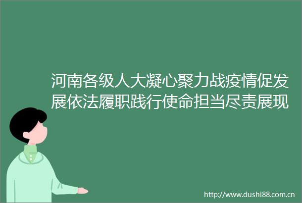 河南各级人大凝心聚力战疫情促发展依法履职践行使命担当尽责展现作为