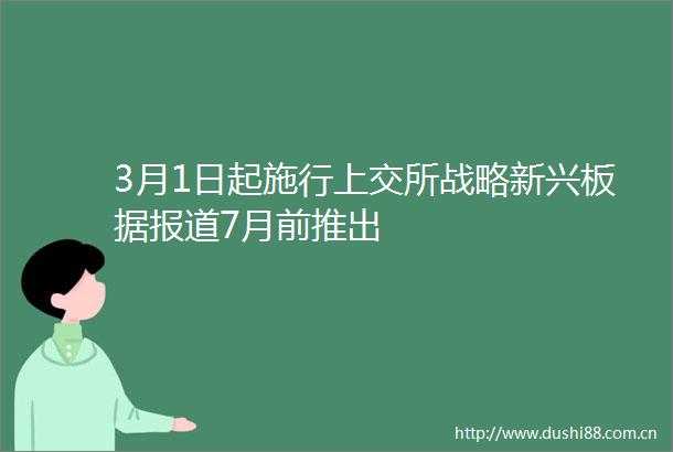 3月1日起施行上交所战略新兴板据报道7月前推出