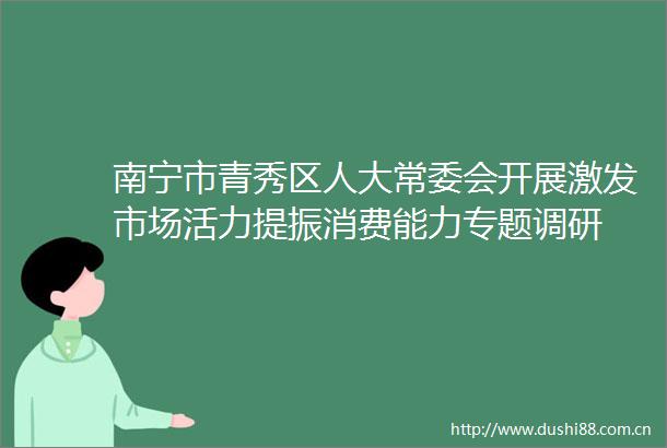南宁市青秀区人大常委会开展激发市场活力提振消费能力专题调研
