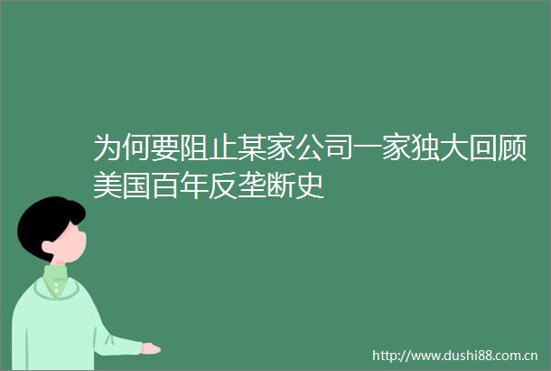 为何要阻止某家公司一家独大回顾美国百年反垄断史
