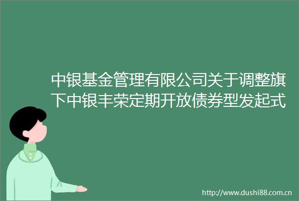 中银基金管理有限公司关于调整旗下中银丰荣定期开放债券型发起式证券投资基金申购追加申购最低金额限制的公告