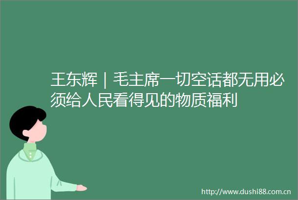 王东辉｜毛一切空话都无用必须给看得见的物质福利