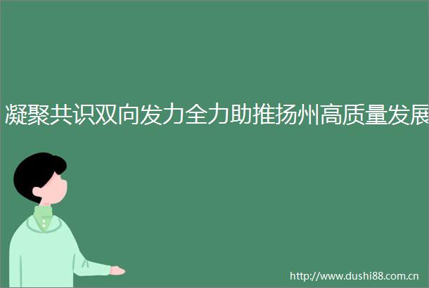凝聚共识双向发力全力助推扬州高质量发展
