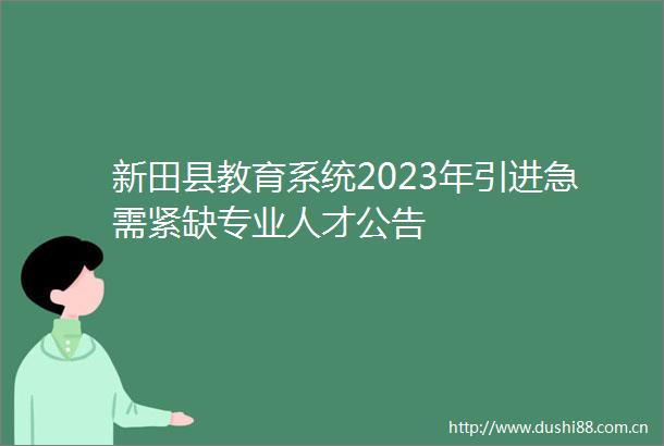 新田县教育系统2023年引进急需紧缺专业人才公告