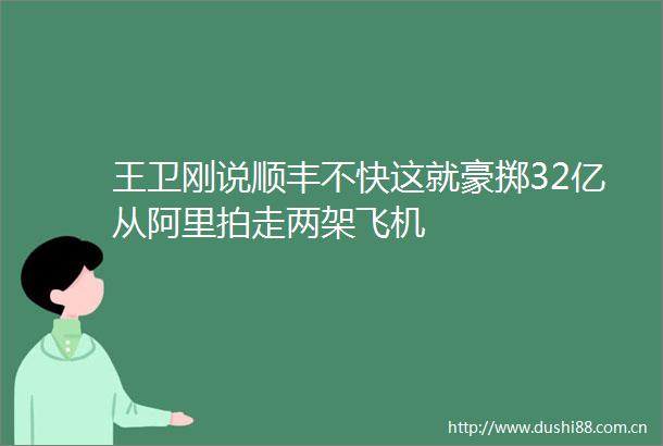 王卫刚说顺丰不快这就豪掷32亿从阿里拍走两架飞机
