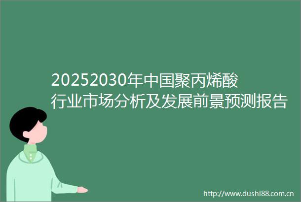 20252030年聚丙烯酸行业市场分析及发展前景预测报告
