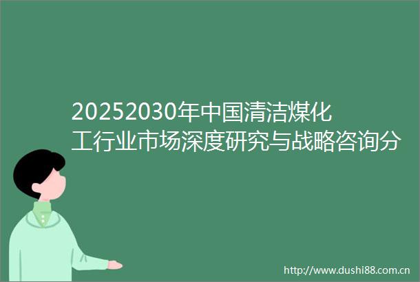 20252030年清洁煤化工行业市场深度研究与战略咨询分析报告