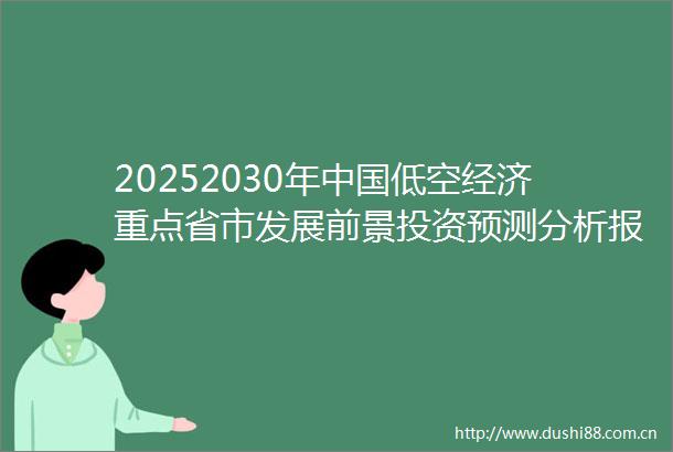 20252030年低空经济重点省市发展前景投资预测分析报告