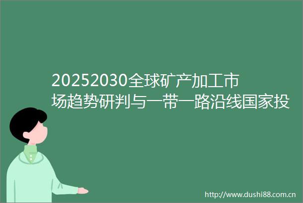 20252030全球矿产加工市场趋势研判与一带一路沿线投资布局战略蓝图