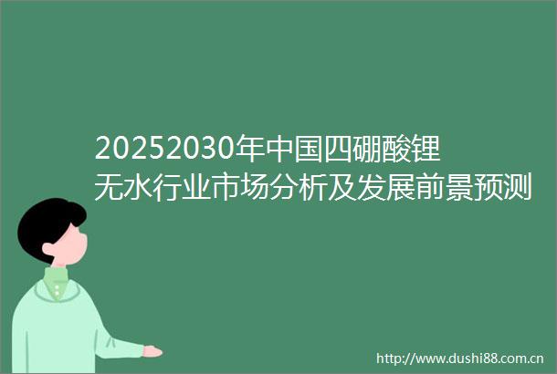 20252030年四硼酸锂无水行业市场分析及发展前景预测报告