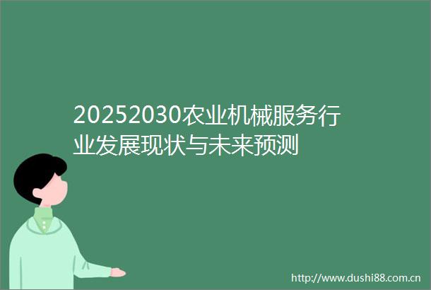 20252030农业机械服务行业发展现状与未来预测