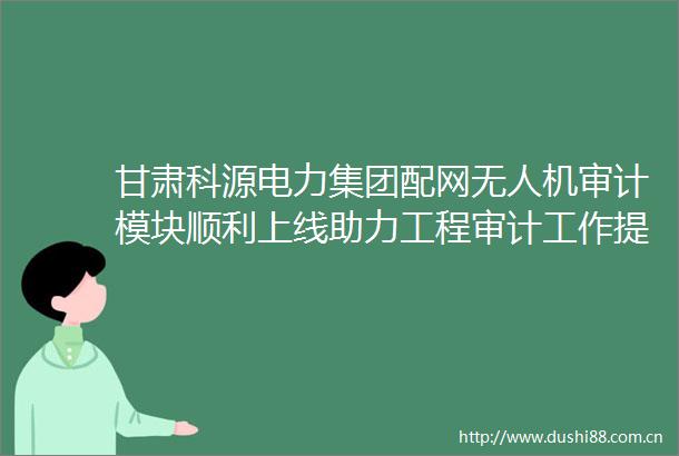 甘肃科源电力集团配网无人机审计模块顺利上线助力工程审计工作提质增效新华网