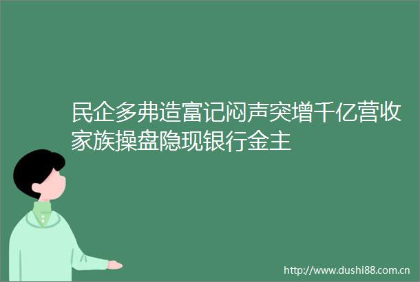 民企多弗造富记闷声突增千亿营收家族操盘隐现银行金主