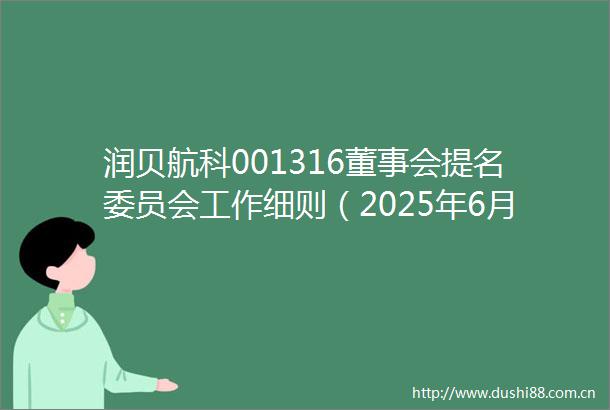 润贝航科001316董事会提名委员会工作细则（2025年6月）