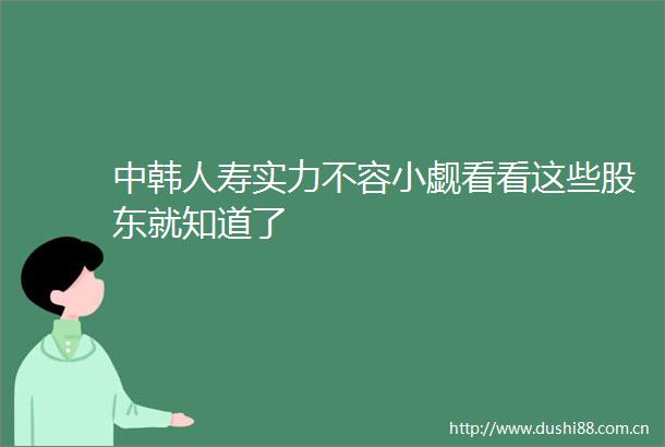 中韩人寿实力不容小觑看看这些股东就知道了