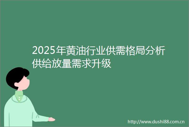2025年黄业供需格局分析供给放量需求升级
