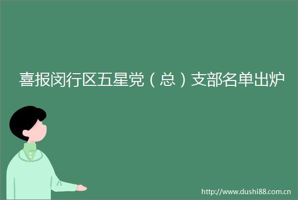 喜报闵行区五星党（总）支部名单出炉