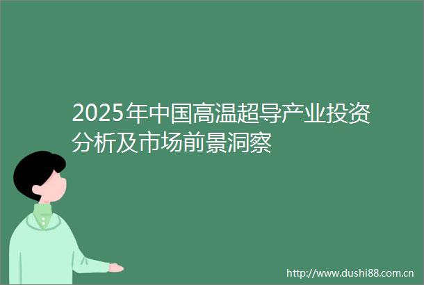 2025年高温超导产业投资分析及市场前景洞察