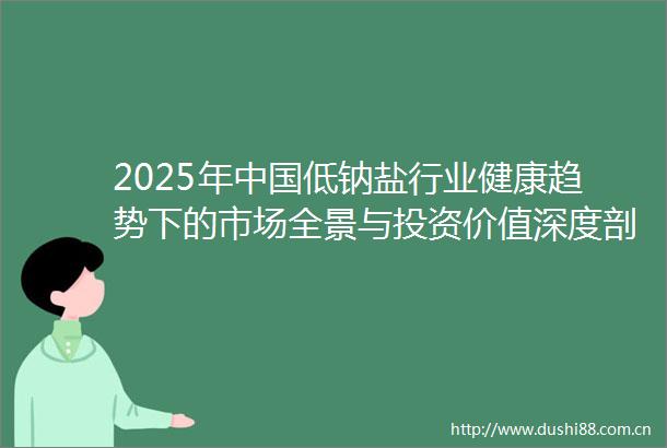 2025年低钠盐行业健康趋势下的市场全景与投资价值深度剖析