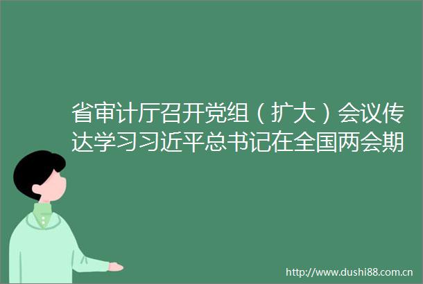省审计厅召开党组（扩大）会议传达学习总书记在全国两会期间重要讲话精神和全国两会精神
