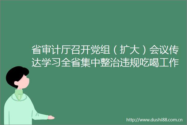 省审计厅召开党组（扩大）会议传达学习全省集中整治吃喝工作推进会精神