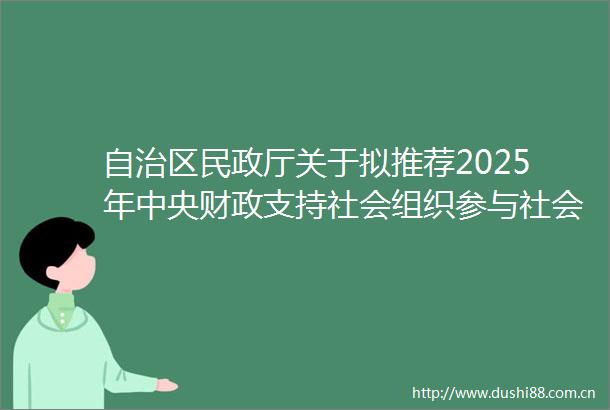 自治区民政厅关于拟推荐2025年中央财政支持社会组织参与社会服务项目初审推荐名单公示