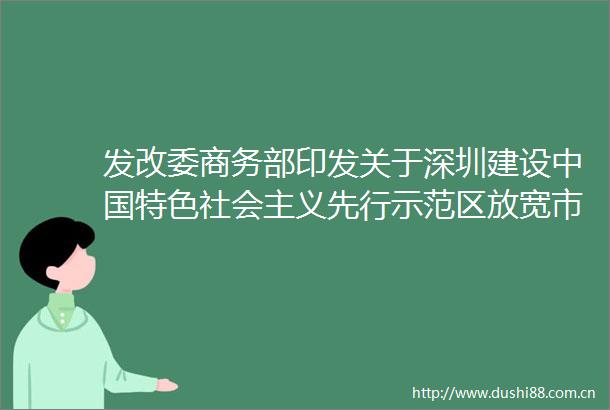 发改委商务部印发关于深圳建设特色社会主义先行示范区放宽市场准入若干特别措施的意见