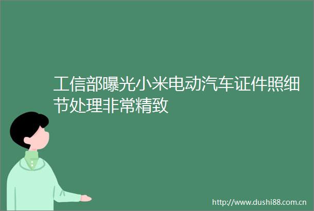 工信部小米电动汽车证件照细节处理非常精致