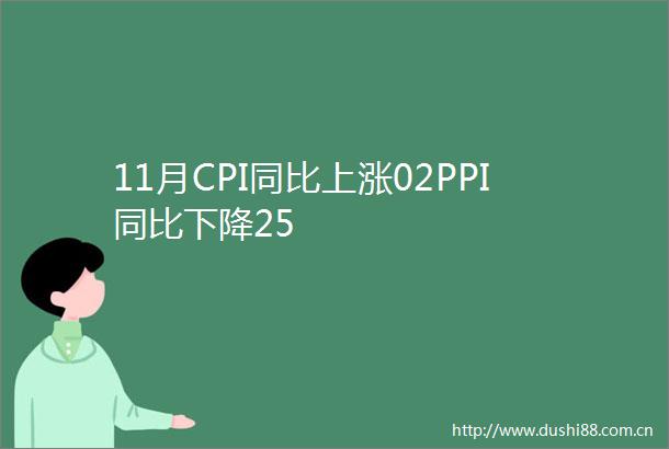 11月CPI同比上涨02PPI同比下降25
