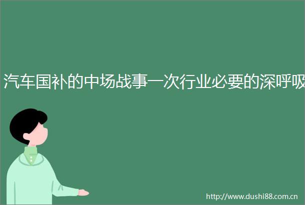 汽车国补的中场战事一次行业必要的深呼吸