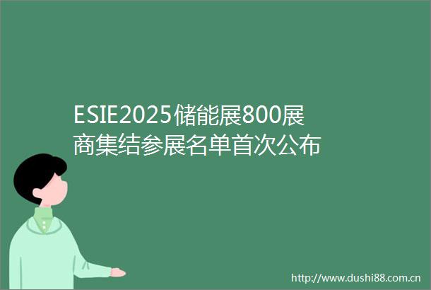 ESIE2025储能展800展商集结参展名单首次公布