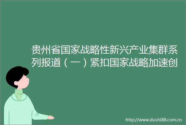 贵州省战略性新兴产业集群系列报道（一）紧扣战略加速创新发展