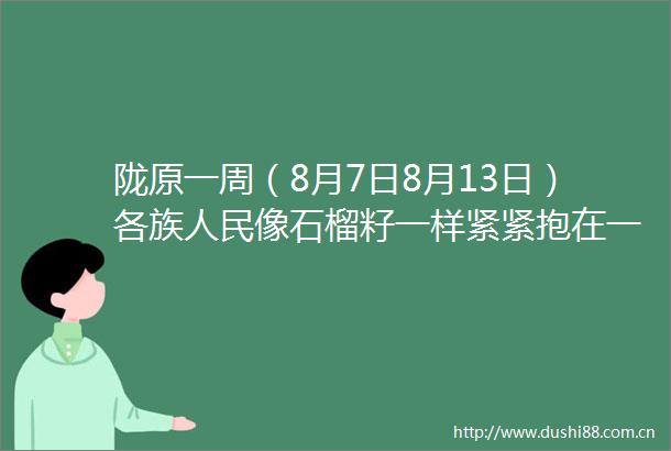 陇原一周（8月7日8月13日）各族像石榴籽一样紧紧抱在一起奋力推进式现代化甘肃实践