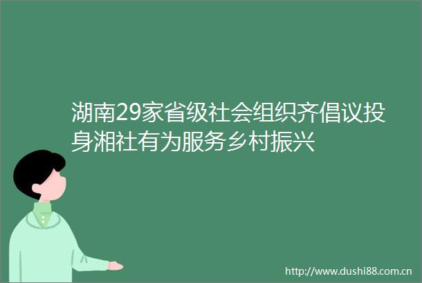 湖南29家省级社会组织齐倡议投身湘社有为服务乡村振兴