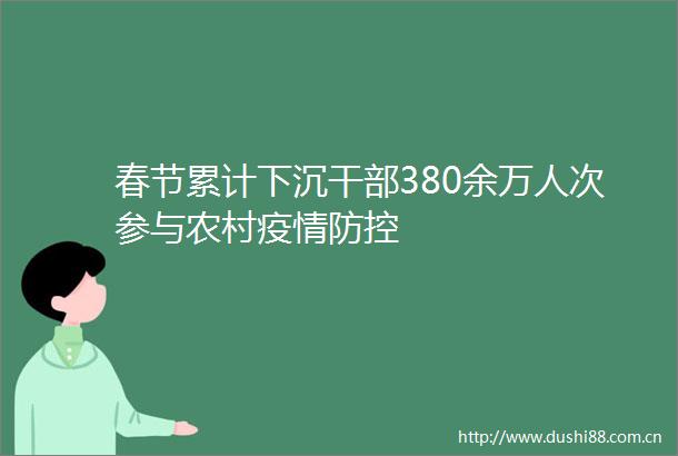 春节累计下沉380余万人次参与农村疫情防控