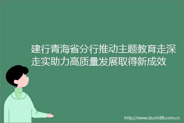 建行青海省分行推动主题教育走深走实助力高质量发展取得新成效