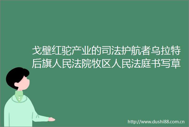 戈壁红驼产业的司法护航者乌拉特后旗牧区书写草原振兴新篇章