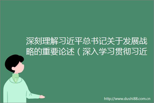 深刻理解总书记关于发展战略的重要论述（深入学习贯彻新时代特色社会主义思想）