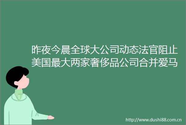 昨夜今晨全球大公司动态阻止美国最大两家奢侈品公司合并爱马仕不受全球奢侈品行业低迷影响