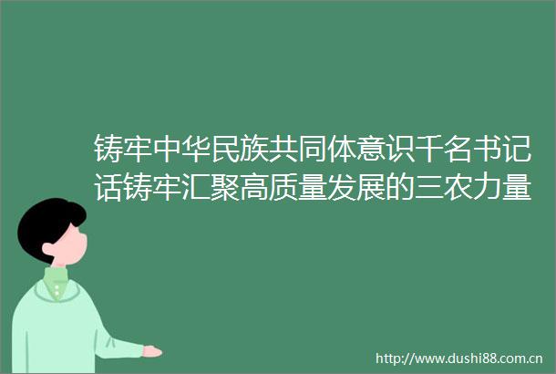 铸牢中华民族共同体意识千名书记话铸牢汇聚高质量发展的三农力量奋力打造铸牢中华民族共同体意识的农业农村实践高地