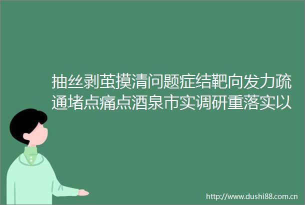 抽丝剥茧摸清问题症结靶向发力疏通堵点痛点酒泉市实调研重落实以务实举措确保学习教育走深走实
