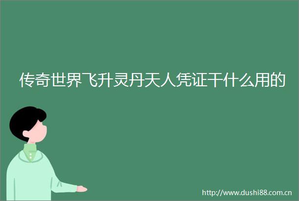 传奇世界飞升灵丹天人凭证干什么用的