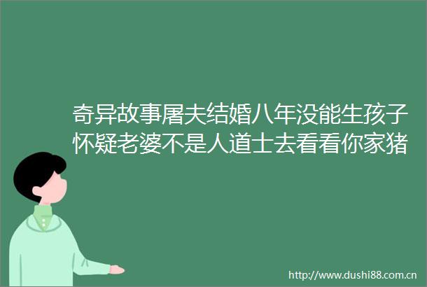 奇异故事屠夫结婚八年没能生孩子怀疑老婆不是人道士去看看你家猪