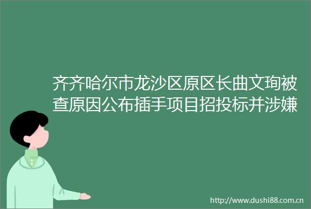 齐齐哈尔市龙沙区原区长曲文珣被查原因公布插手项目招投标并