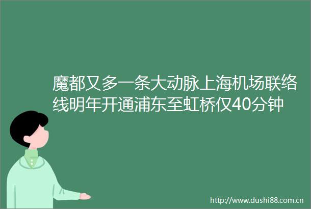 魔都又多一条大动脉上海机场联络线明年开通浦东至虹桥仅40分钟沿途站点→